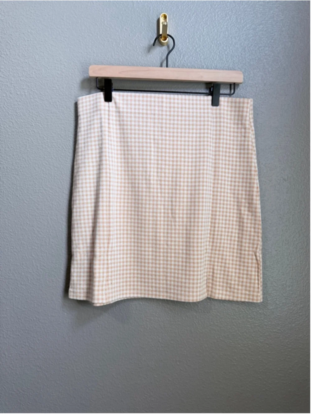 Women's Elodie Beige White Gingham Skirt XL